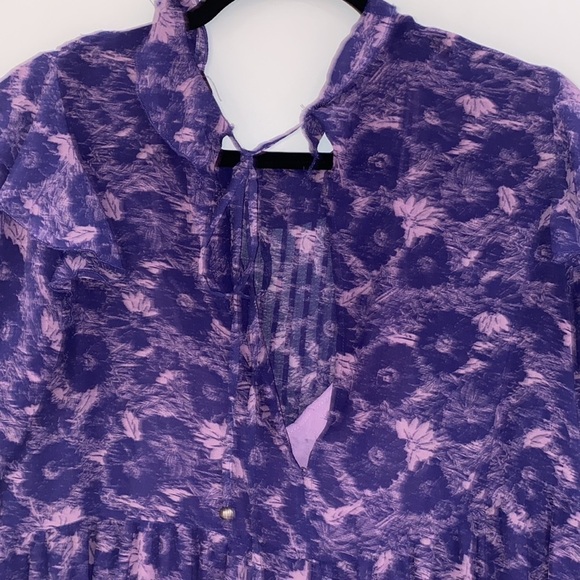 Free People Violet combo These Dreams ruffled dress long sleeves floral size S - Picture 10 of 16